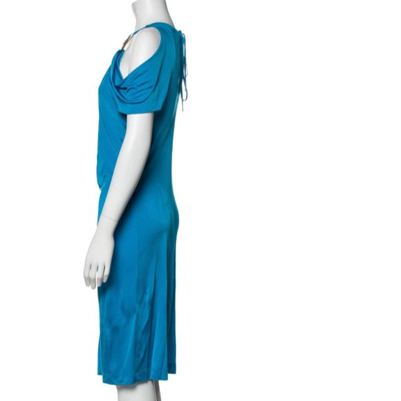 ROBERTO CAVALLI Blue Draped Dress - Picture 3 of 6